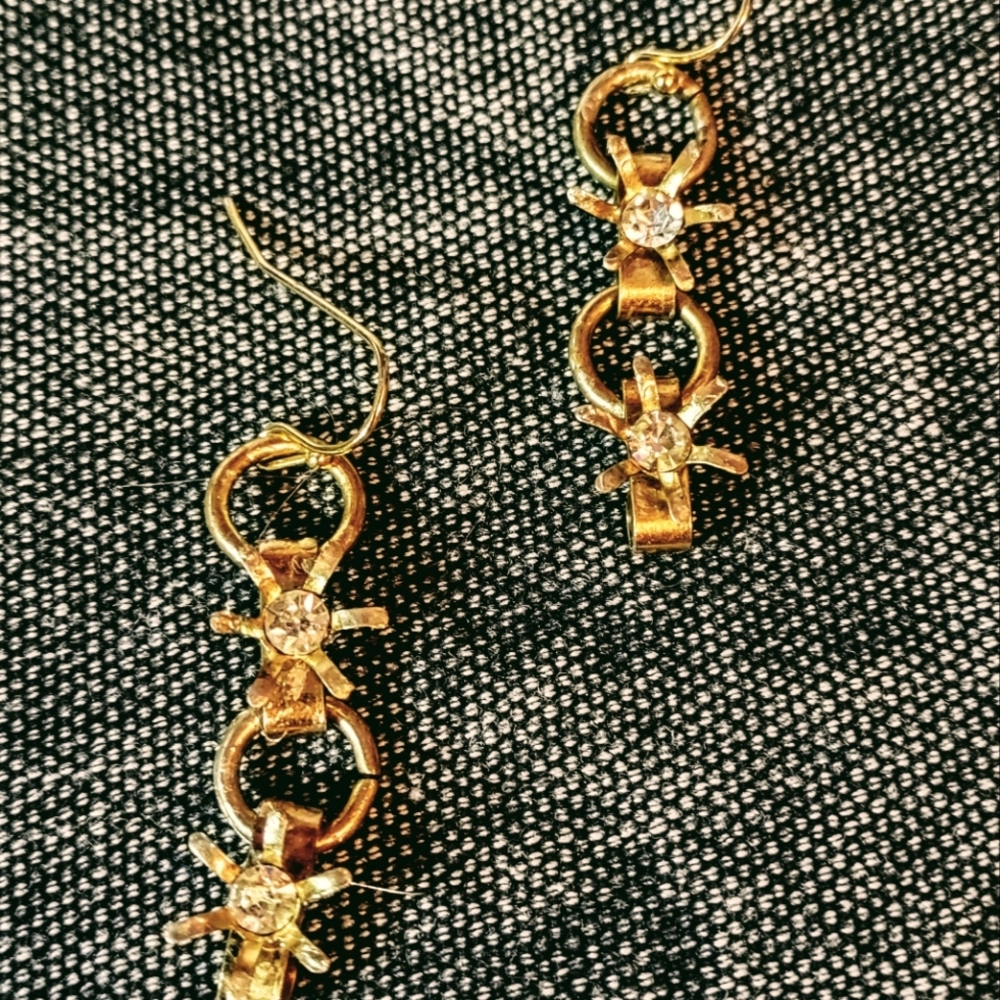 Vintage gold with stones and for pierced ears